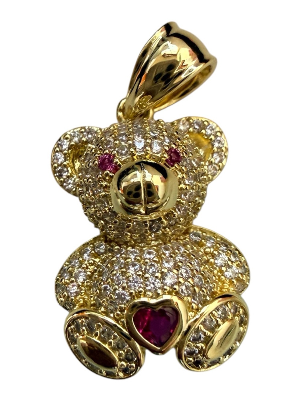 18k gold filled Iced-out gold teddy bear pendant